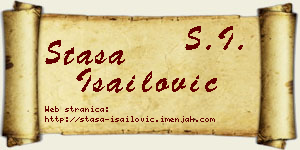 Staša Isailović vizit kartica